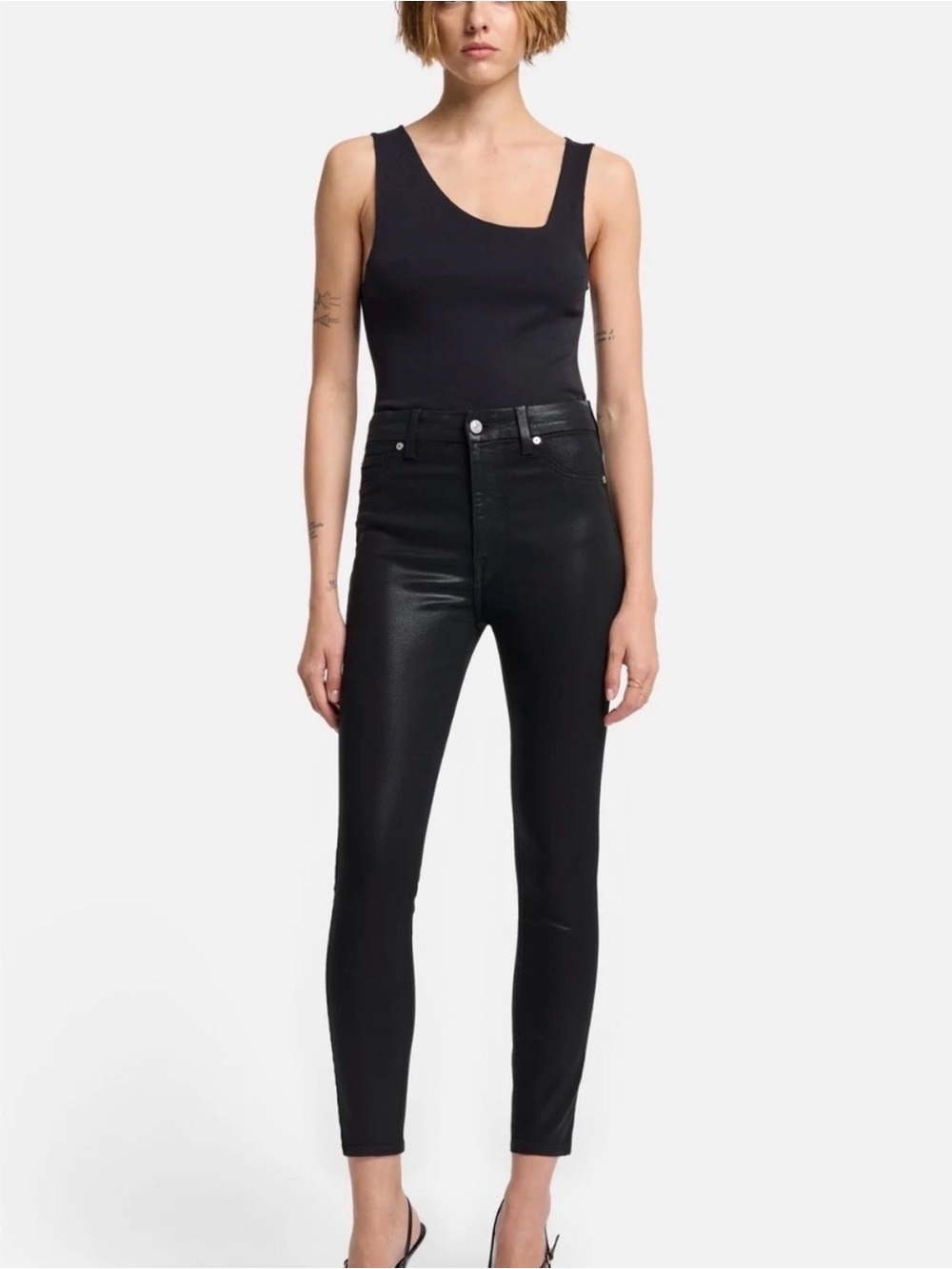 7 For All Mankind b(air) coated skinny jeans